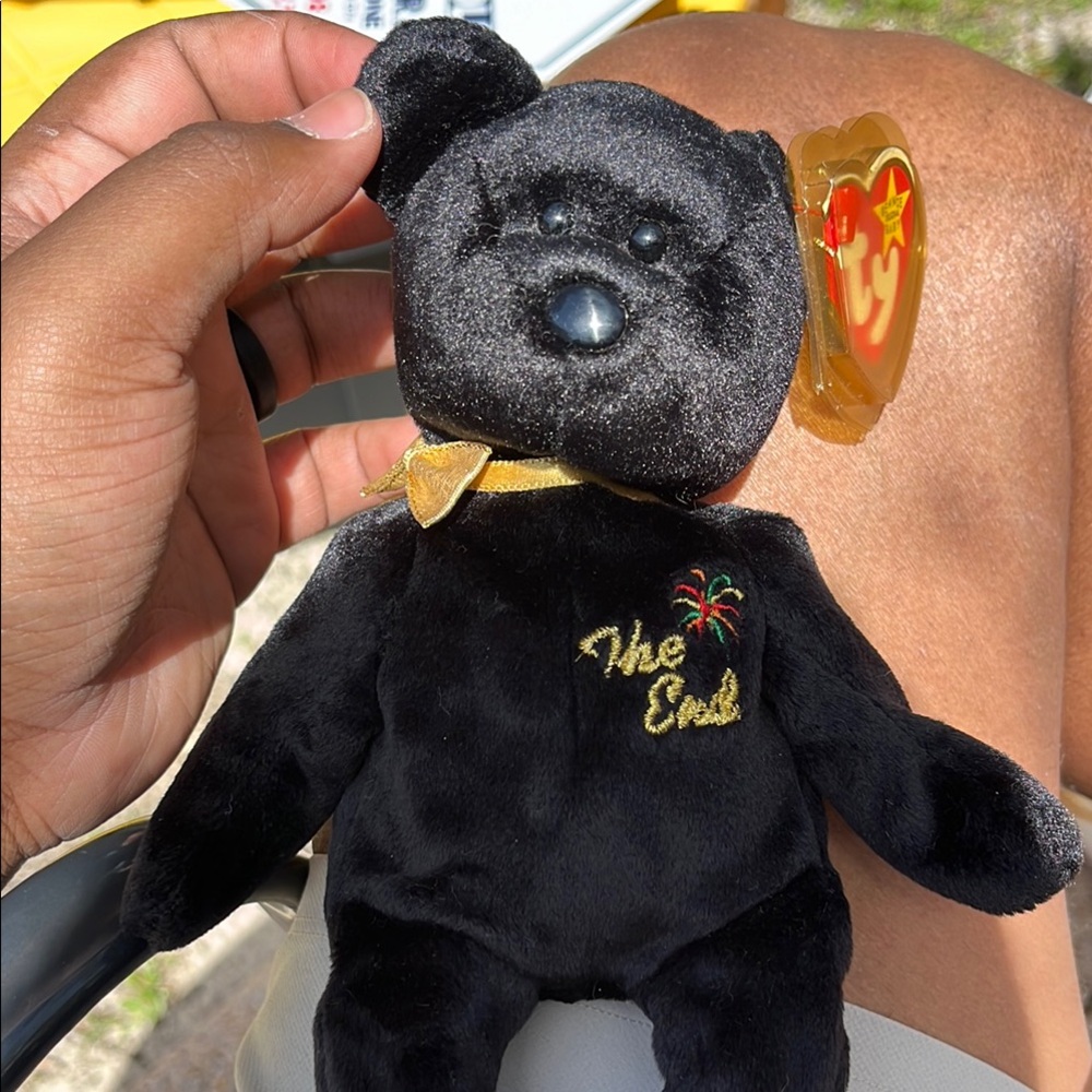 Ty Black and Gold Stuffed Bear with Wild Card Shirt